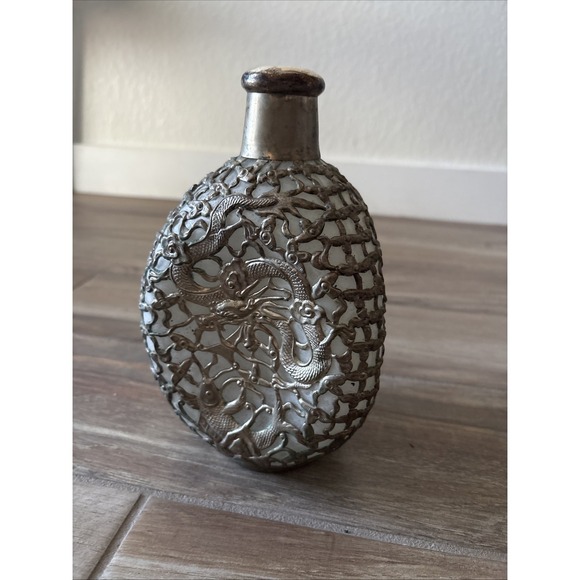 Vintage 1950s Oriental(CHINA), Copper Lace Decanter Karafe "dragons/fish" - Picture 1 of 7